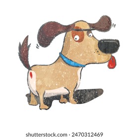 A hand-drawn picture of a puppy is looking back