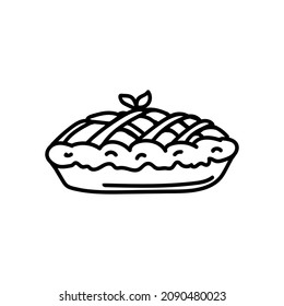 Hand-drawn pie. Vector in cartoon style. Hot pie. Dessert. Logo icon. Bakery products.