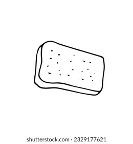 handgezeichnet Stück Brot, Vektorgrafik auf weißem Hintergrund