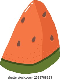 Handdrawn Piece Of Watermelon Vector Illustration