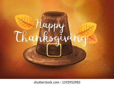 Hand-drawn Pilgrim hat. Illustration on a Thanksgiving holidays theme.