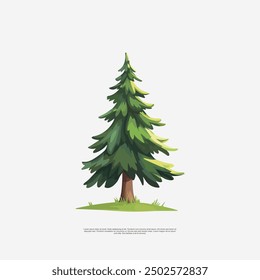 Hand-drawn pine tree illustration with detailed branches, leaf. Rustic and nature-inspired sketch, perfect for Christmas, outdoor, woodland-themed design projects. Ideal for logos, background, decor.
