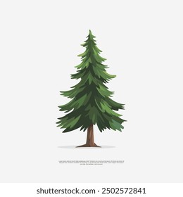 Hand-drawn pine tree illustration with detailed branches, leaf. Rustic and nature-inspired sketch, perfect for Christmas, outdoor, woodland-themed design projects. Ideal for logos, background, decor.