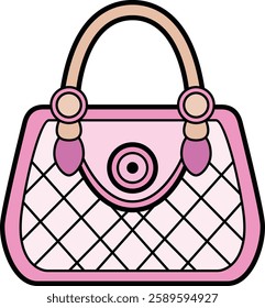 Hand-drawn pink clutch bag vector icon, perfect for elegant, evening, and fashion-themed designs.