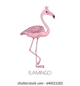 Handdrawn pink flamingo t-shirt design