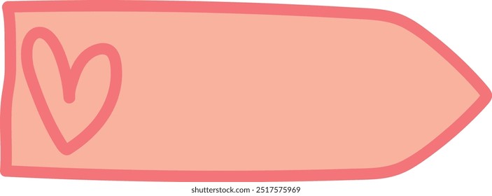 Hand-Drawn Pink Label with A Heart 