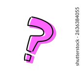 Hand-Drawn Pink Question Mark – Cute and Pop Illustration Symbol