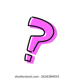 Hand-Drawn Pink Question Mark – Cute and Pop Illustration Symbol