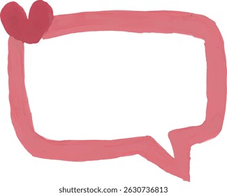 Hand-drawn pink speech bubble with heart for romantic messages