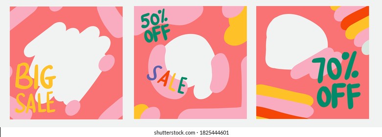 Hand-drawn pink square frame design template vector illustration. Good for business, social media, product promotion, web.