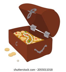 El cofre del tesoro pirata dibujado a mano. Ilustración vectorial en estilo doodle.