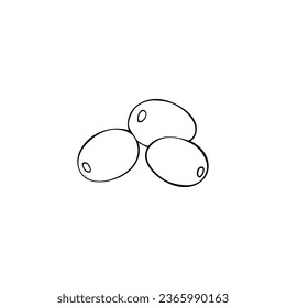 Hand-drawn pitted olives, isolated food vector illustration