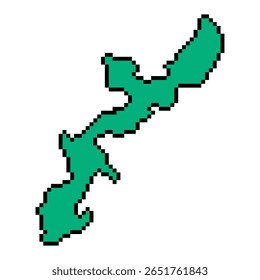 Hand-drawn pixel-style map of Okinawa, Japan for creative use.