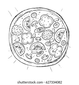 Hand-drawn pizza