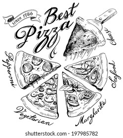 hand-drawn pizza illustration 