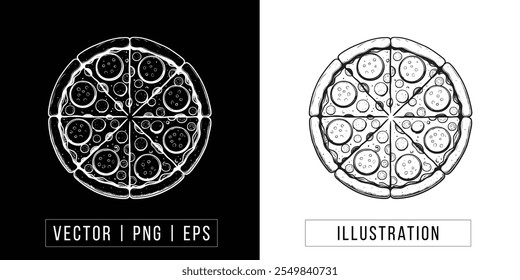 Ilustrações de pizza desenhadas à mão: criativas, rústicas e perfeitas para seus designs