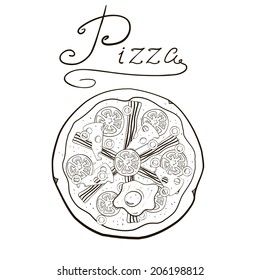Hand-drawn pizza of it in vector format