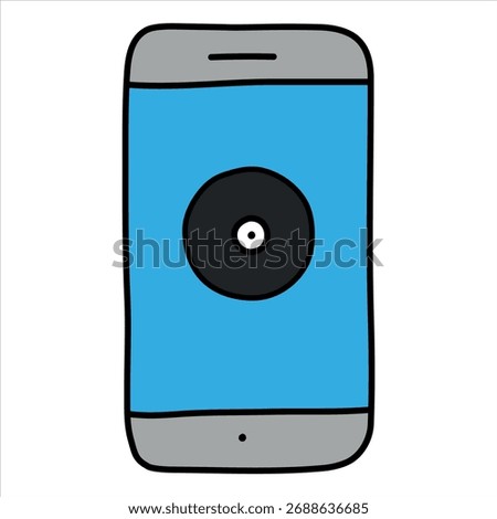 Hand-drawn plastic record icon. CD Rom, smartphone music album vector icon.