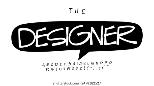 Hand-drawn playful font, cartoon bubble typography with uppercase letters and punctuation marks. Perfect for logos, banners, posters, flyers, digital, print, web design, comic books. Vector typeset.