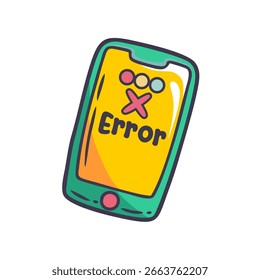 Ilustración de forma de notificación de pantalla de error de teléfono móvil juguetón dibujado a mano