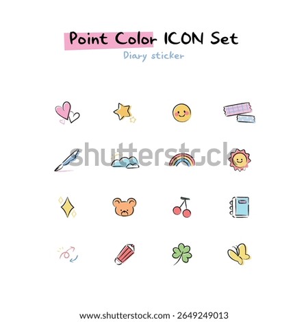 Hand-drawn point color line icon