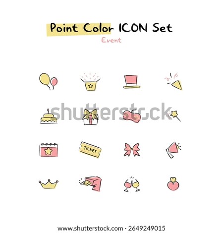 Hand-drawn point color line icon