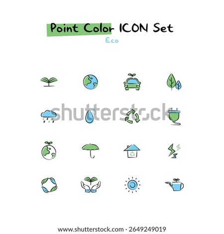 Hand-drawn point color line icon