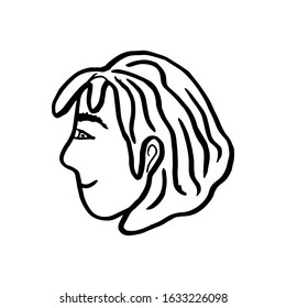 Handdrawn Portrait Profile Young Woman Girl Stock Vector (Royalty Free ...