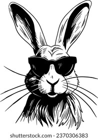 A hand-drawn portrait rabbit with glasses.