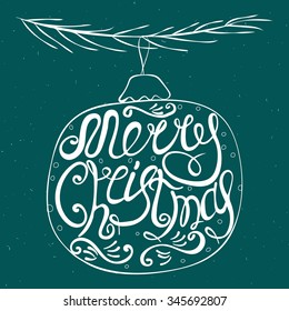 Hand-drawn postcard with the words merry Christmas.