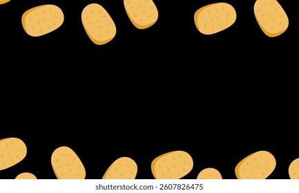 Hand-drawn potato background with copy space.  potato background.