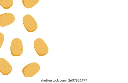 Hand-drawn potato background with copy space.  potato background.