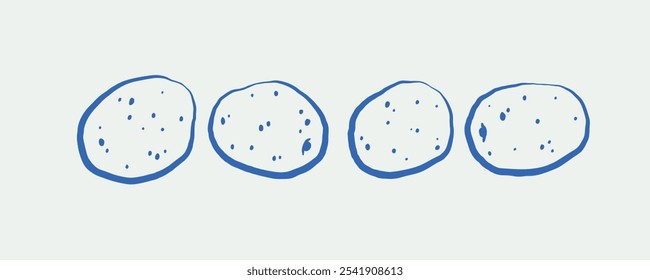 Hand-drawn potato Illustration Set. Line art, ink, minimalist style. Vector illustration. 