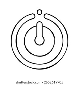 Símbolo de botão liga/desliga desenhado à mão com círculos concêntricos um pequeno ponto no interruptor