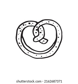 Hand-drawn pretzel doodle. Vector illustration