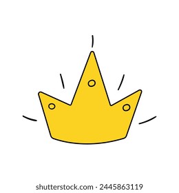 Hand-drawn princess crown. Vector cartoon gold crown in doodle style