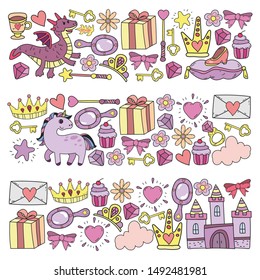 hand-drawn princess doodles. vector. Cartoon