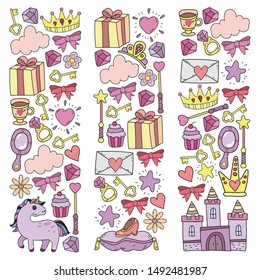 hand-drawn princess doodles. vector. Cartoon
