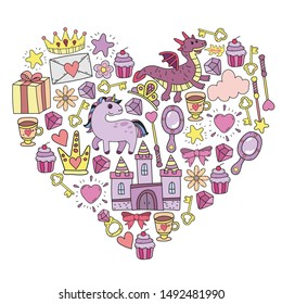 hand-drawn princess doodles. vector. Cartoon