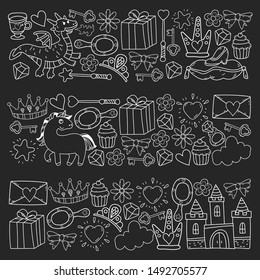 hand-drawn princess doodles. vector. Cartoon