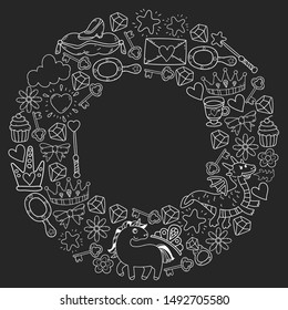 hand-drawn princess doodles. vector. Cartoon