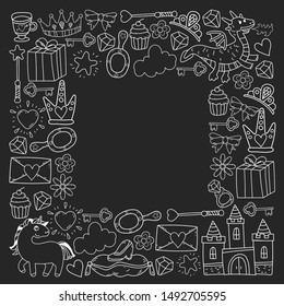 hand-drawn princess doodles. vector. Cartoon