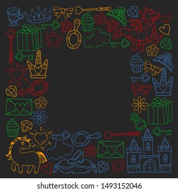 hand-drawn princess doodles. vector. Cartoon