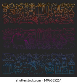 hand-drawn princess doodles. vector. Cartoon