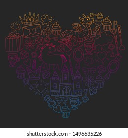 hand-drawn princess doodles. vector. Cartoon