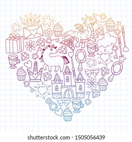 hand-drawn princess doodles. vector. Cartoon