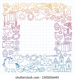 hand-drawn princess doodles. vector. Cartoon