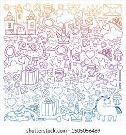 hand-drawn princess doodles. vector. Cartoon