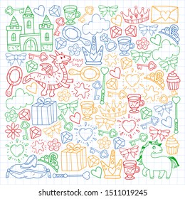 hand-drawn princess doodles. vector. Cartoon