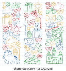hand-drawn princess doodles. vector. Cartoon